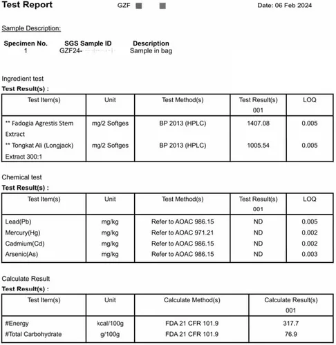 Vista 3 de 2400mg Fadogia Agrestis Tongkat Ali Suplemento - Fadogia Agrestis 1400mg y Tongkat Ali 1000mg Ultra Blend, máxima fuerza, masa muscular