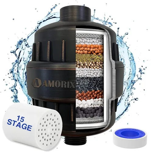 Vista 15 de Filtro de ducha de 15 etapas para agua dura, filtro de ducha de alto rendimiento que reduce la piel seca, picazón en el cuero cabelludo, mejora