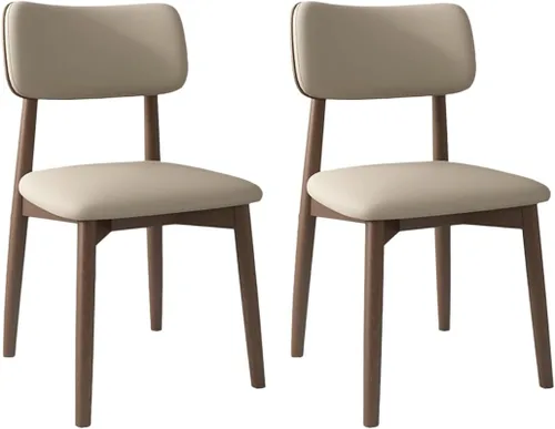 Vista 10 de YVYKFZD Solid Wood Dining Chairs, Kitchen Chairs Set with Curved Backrest, Leather Upholstered Dining Room Chair, Armless Living Room Chair, for