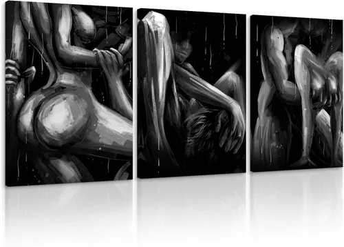 Vista 81 de Novatique 3 piezas de arte de pared sexy en blanco y negro para parejas desnudas, decoración de pared abstracta de amor para mujeres y hombres, arte