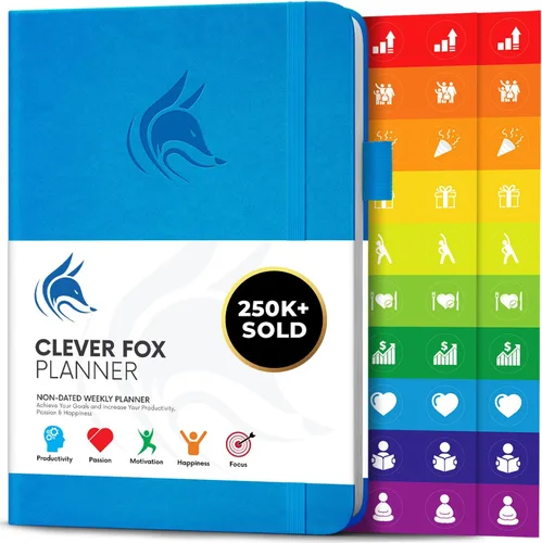 Vista 25 de Clever Fox Planner – Planificador semanal y mensual sin fecha para productividad, manejo del tiempo y objetivos – Diario organizador – A5