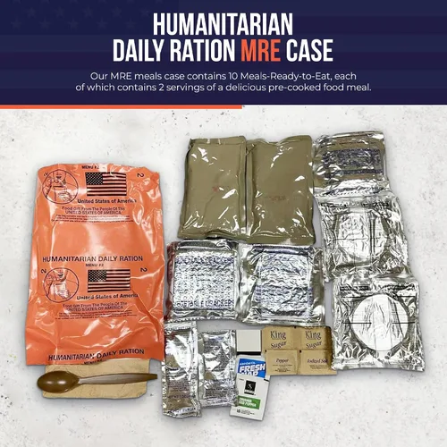 Vista 2 de The Wornick Company - Raciones listas para comer (MRE), 1 caja de raciones humanitarias excedentes militares estadounidenses, FEMA, paquete de 10/20
