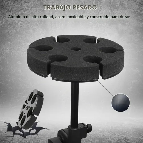 Vista 6 de Soporte para micrófonos múltiples, soporta hasta 6 micrófonos, soporte de micrófono con cable e inalámbrico para soporte, aluminio, negro