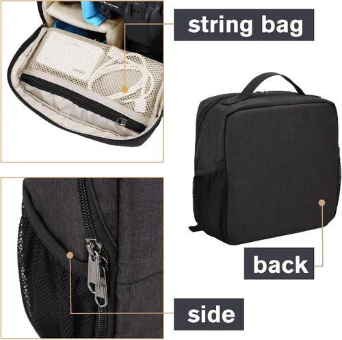 Vista 5 de BAIGIO Bolsa de inserción para cámara, funda interior de alta capacidad, a prueba de golpes y resistente al agua, bolsa interior para cámara DSLR
