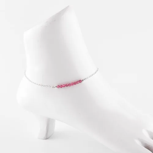 Vista 10 de YANARA Pulsera de tobillo para mujer, piedra de nacimiento natural, cuentas de piedras preciosas, tobillera delicada hecha a mano de 9 pulgadas +