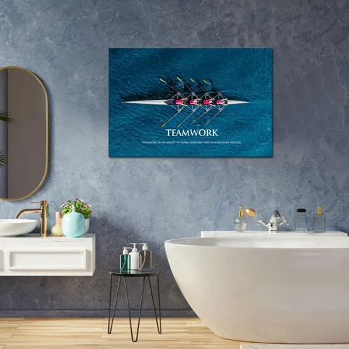 Vista 5 de KLVOS Lienzo inspirador para el éxito de trabajo en equipo, arte para la pared, con marco motivacional, autopositivo, para oficina, galería, arte