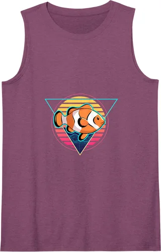 Vista 11 de Clown Fish Futuristic Synthwave Vaporwave Aquarium Clown Tank Top Negro