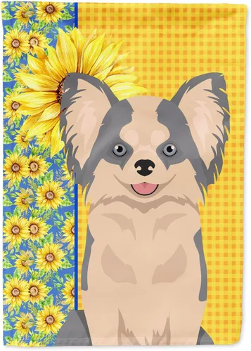 Vista 341 de Caroline's Treasures WDK5313GF Bandera de jardín con diseño de girasoles de verano, color negro y tostado, Airedale Terrier para buzón, bandera
