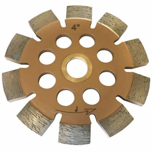 Vista 11 de Hoja de punto de inserción estilo sándwich de diamante de 4 pulgadas para extracción de juntas de mortero, ancho de segmento de doble capa de 1/4