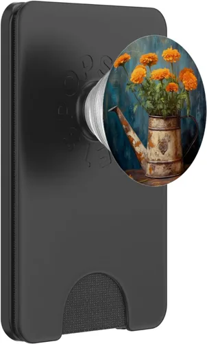 Vista 8 de Marigold Flower Floral Watering Can PopSockets Adhesive PopGrip