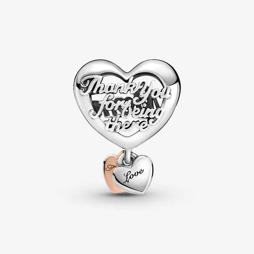 Vista 4 de Thank You Mum Heart Charm 925 Colgante de plata esterlina, joyería niña cuentas regalos para mujeres pulsera y collar A0054