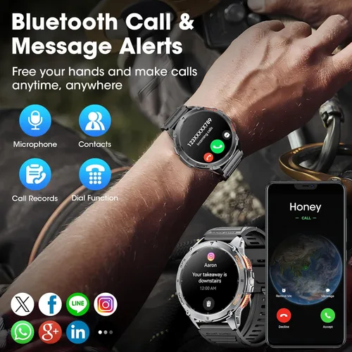 Vista 5 de Smart Watch for Men with GPS, 1.43" AMOLED Bluetooth Calls Military Watch