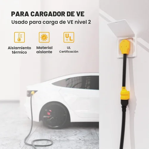 Vista 3 de MECMO NEMA 14-50P a NEMA 6-20R - Adaptador de carga para Tesla EV con interruptor protector de sobretensiones, 1 pie 50A 14-50P RV/generador/enchufe
