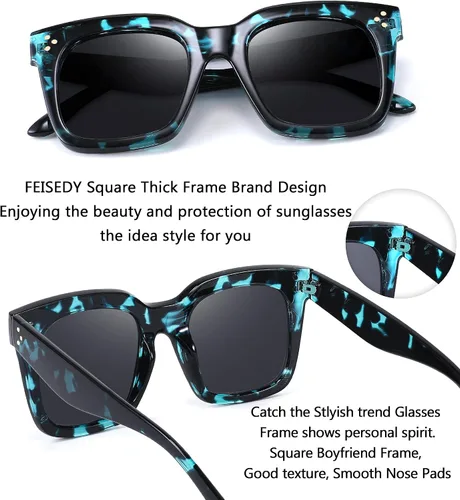 Vista 4 de FEISEDY Gafas de sol vintage de mariposa para mujer, diseño de lujo, cuadrado, degradado, B2486
