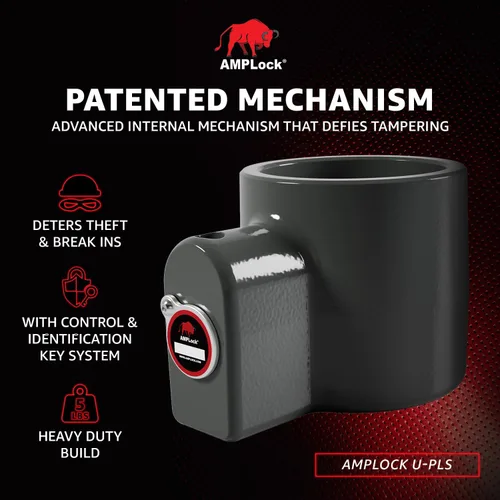Vista 2 de AMPLock - U-PLS - Cerradura de pasador King fuerte de 1 cilindro para semirremolque y quinta rueda - Cerradura de enganche antirrobo para remolque