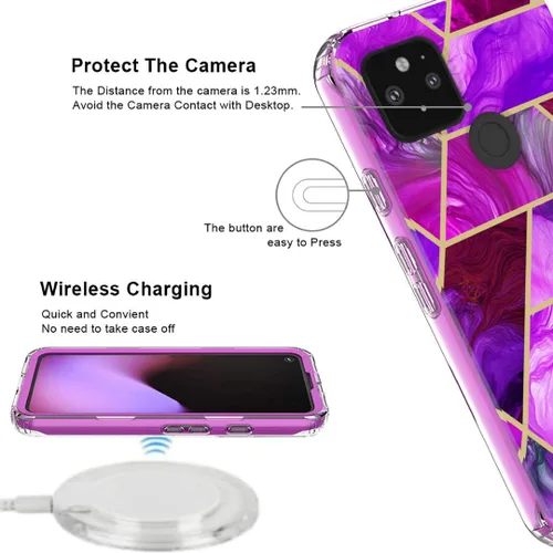 Vista 4 de Jeylly Funda de teléfono para Google Pixel 5, [Paquete de 2+2] Protector de pantalla de vidrio templado + protector de lente de cámara, PC duro