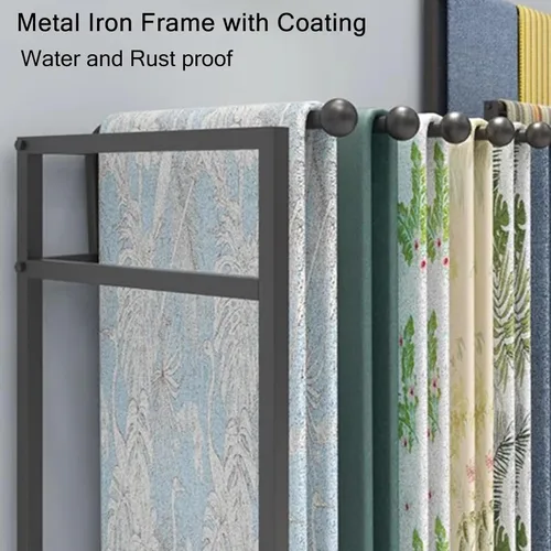 Vista 3 de Toalleros de lujo para baño/piscina/ducha/hotel, soporte de exhibición de metal comercial para manta/colcha/bufanda, barra colgante giratoria Negro