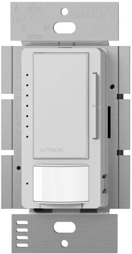 Vista 24 de Lutron Maestro Interruptor regulador con sensor de movimiento para baño, garaje, lavandería y armario, sensor de ocupación y ausencia