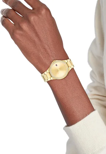 Vista 4 de Tommy Hilfiger Reloj de vestir para mujer Reloj de pulsera 3H brillante para ella Adornos de cristal femeninos Resistente al agua hasta 3 ATM98.4