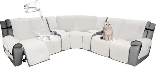Vista 80 de Fundas de terciopelo 10% impermeables para sofá modular reclinable en forma de L, 1 pieza, fundas acolchadas para sofá reclinable esquinero, juego
