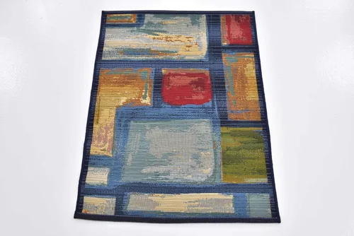 Vista 4 de Unique Loom - Alfombra colección de círculos abstractos, de transición para interiores y exteriores, beige, Polipropileno, rojo (Multi/red)