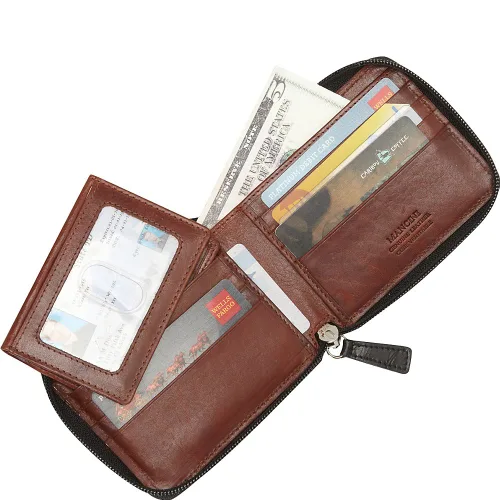 Vista 3 de Mancini Leather Goods Colección Casablanca Cartera RFID con cremallera para hombre