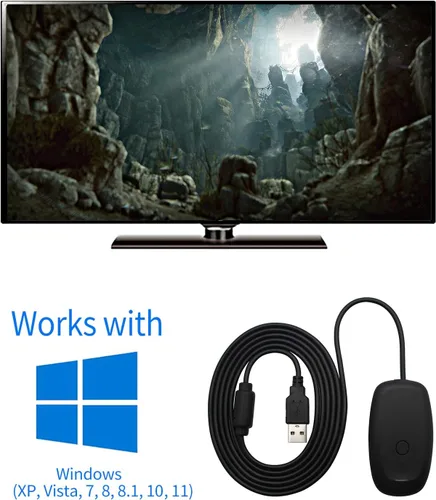 Vista 3 de OSTENT USB Wireless Controller PC Laptop Receiver for Microsoft Xbox 360 Slim Windows Video Games Color Black