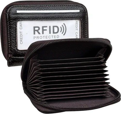Vista 29 de Tarjetero RFID de bolsillo con ventana para ID, piel genuina, S, Negro