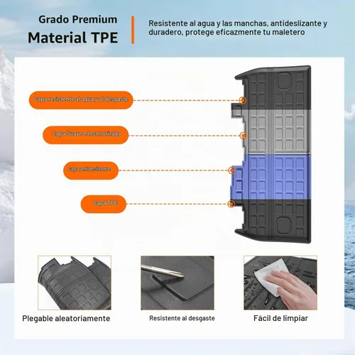Vista 5 de powoq Alfombrilla de maletero compatible con Kia Carnival 2022-2026, protector de carga con protección para todas las estaciones, alfombrilla