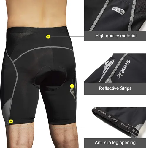 Vista 4 de Santic Pantalones cortos de ciclismo acolchados para hombre, pantalones de ciclismo para ciclismo, ropa de ciclismo