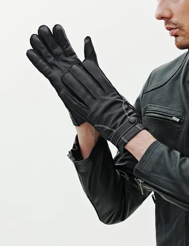Vista 5 de YISEVEN Guantes de piel de oveja con forro de piel cálida para hombre