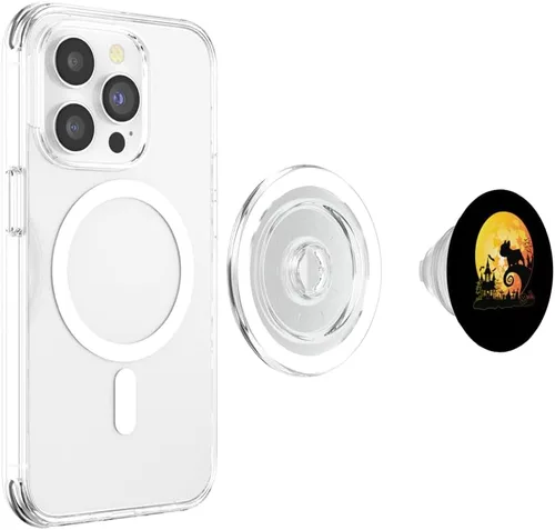 Vista 4 de Bulldog francés con luna calabaza disfraz de Halloween PopSockets MagSafe PopGrip para iPhone