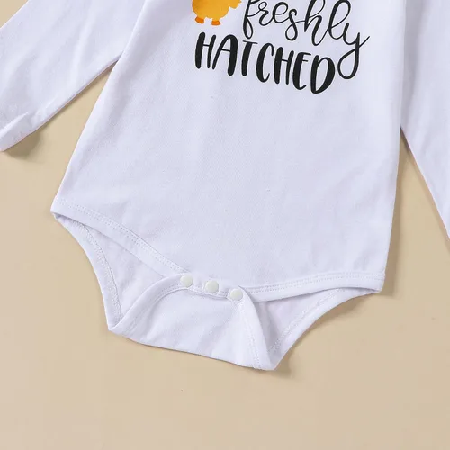 Vista 5 de Omkzanbi Ropa para bebé recién nacido, niña y niño, recién nacido, mameluco con pantalón largo de pollito de granja, lindo traje de regreso a casa