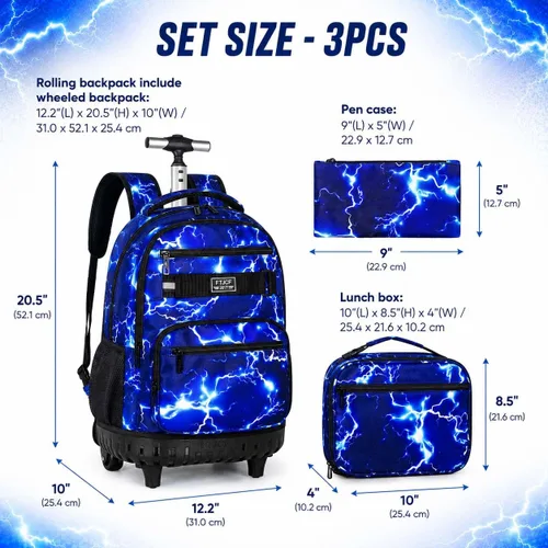 Vista 4 de Mochila con ruedas para niños, bolsa de libros con ruedas para hombres Azul