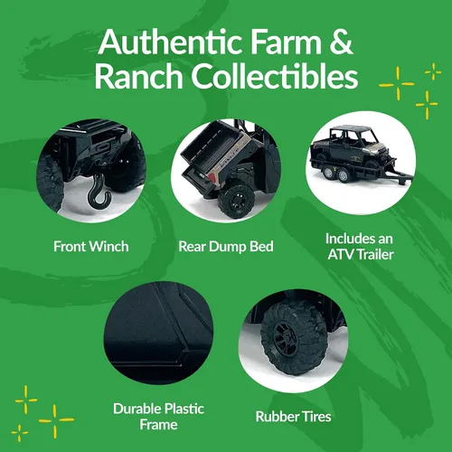 Vista 3 de Big Country Toys AMT Coleccionables para Adultos Rip Wheeler Yellowstone Polaris Ranger Camión con Remolque, Coleccionable Realista