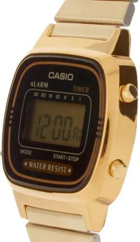 Vista 3 de LA670WGA-1D Reloj digital de tono dorado para mujer RETRO, DoréDoré, Correa