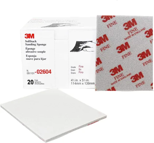Vista 16 de 3M Esponja de lijado Softback 02606, 4 1/2 x 5 1/2 pulgadas, paquete de 20, grano medio, corte rápido