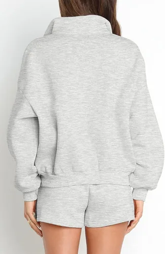 Vista 5 de AUTOMET Conjunto de 2 piezas de gran tamaño para mujer, sudadera a juego con media cremallera