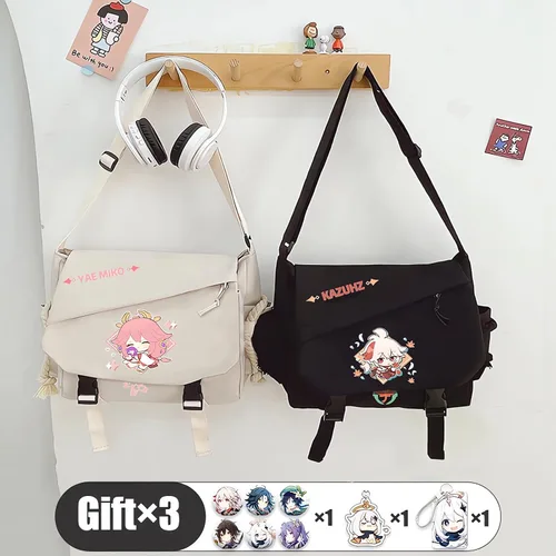 Vista 3 de Bolso Furina Crossbody Bag Single Shoulder Bag Adulto Anime 3D Print Mochila Negro Bolsa