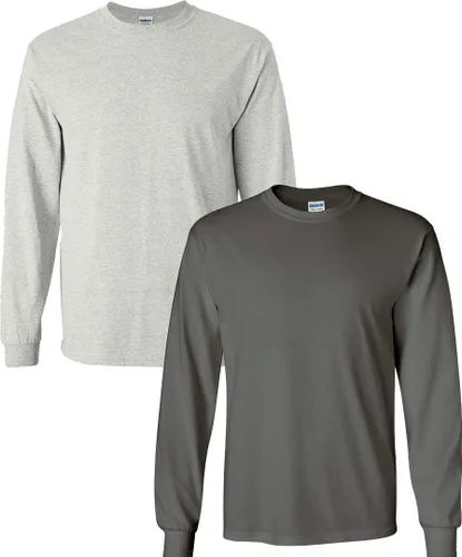 Vista 148 de Gildan Camiseta de manga larga de algodón ultra para adulto, estilo G2400, paquete múltiple Militar + ceniza.