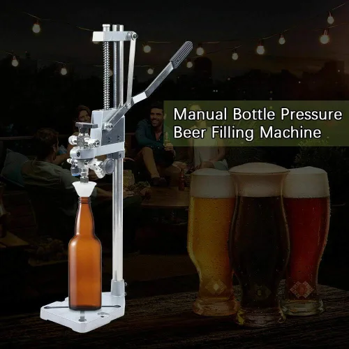Vista 4 de YIYIBYUS Presión manual de botellas: llenado de botellas de contrapresión, llenado de botellas de cerveza de acero inoxidable/vino, máquina
