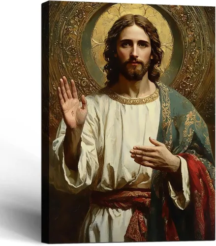 Vista 9 de Cuadro enmarcado de cruz de Jesús en lona para pared, arte impreso en blanco y negro, pintura cristiana, póster inspiradora, Jesús católico