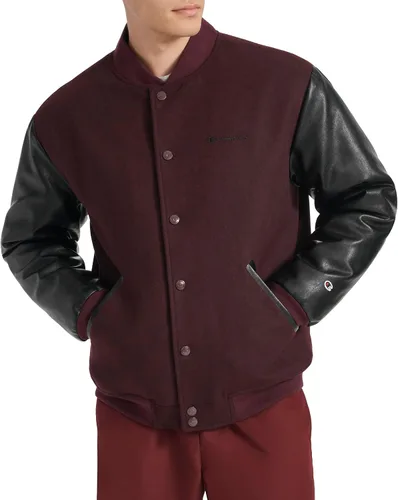Vista 10 de Champion Men's Letterman Varsity Bomber Jacket With Faux Leather Sleeves