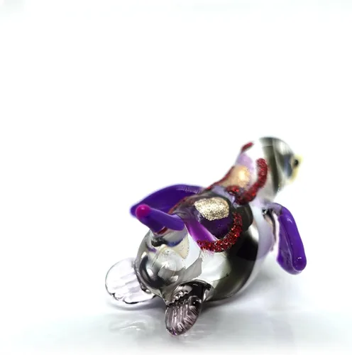 Vista 4 de Figuras pequeñas de diapositivas de pingüinos, arte de vidrio soplado a mano, animales de pájaros, regalo coleccionable, decoración del hogar