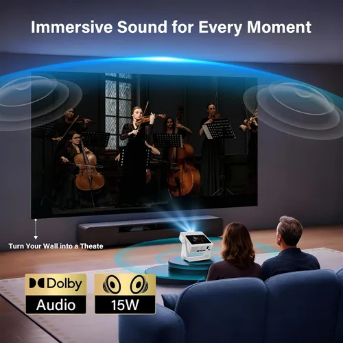 Vista 7 de Smart Projector【TouchScreen/Built-in APPs/Auto Focus Keystone】 4K Support with wifi and bluetooth Outdoor Projector, Dual-Screen Sync, for Home
