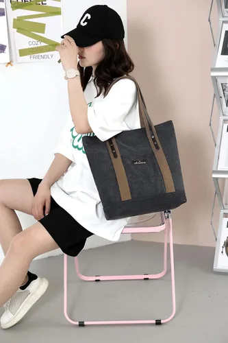 Vista 2 de Bolso de mano para mujer, bolso grande de compras con bolsillo