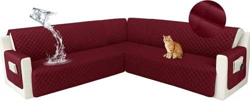Vista 14 de HDCAXKJ Funda seccional de esquina impermeable para sofá de terciopelo en forma de L, fundas para sofá para mascotas, perros, suaves, resistentes