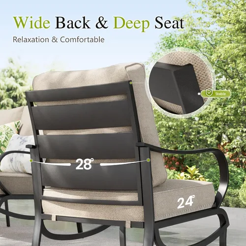 Vista 6 de Sophia & William - Juego de 2 piezas de muebles para patio, sofás metálicos, sillas con cojines para patio, sillones giratorios con funda extraíble