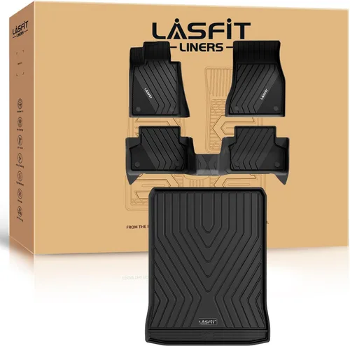 Vista 10 de LASFIT - Tapetes de suelo y maletero de auto, ajuste personalizado, de TPE, para todo tipo de clima, impermeable, juego completo, negros