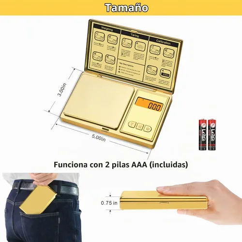 Vista 5 de GRAM PRES - Báscula digital de bolsillo de 10.58 oz/0.00 oz de precisión